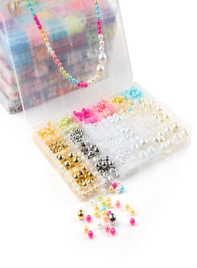 Ambitieux DIY Jewellery Making Kit for Girls - Big Beads Set with 4 Storage Boxes, Alphabet Beads, Pearls, Clay Disc Beads, Cute Charms, Keychains, Earring Hooks, Elastic Thread, Scissors & Jute Bag - Bracelet, Necklace & Keychain Craft Kit Birthday gift for girls age 1 2 3 4 5 6 7 8 9 10 years - Image 5